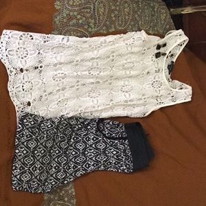 Lace tank with cami/ “yoga” style pants